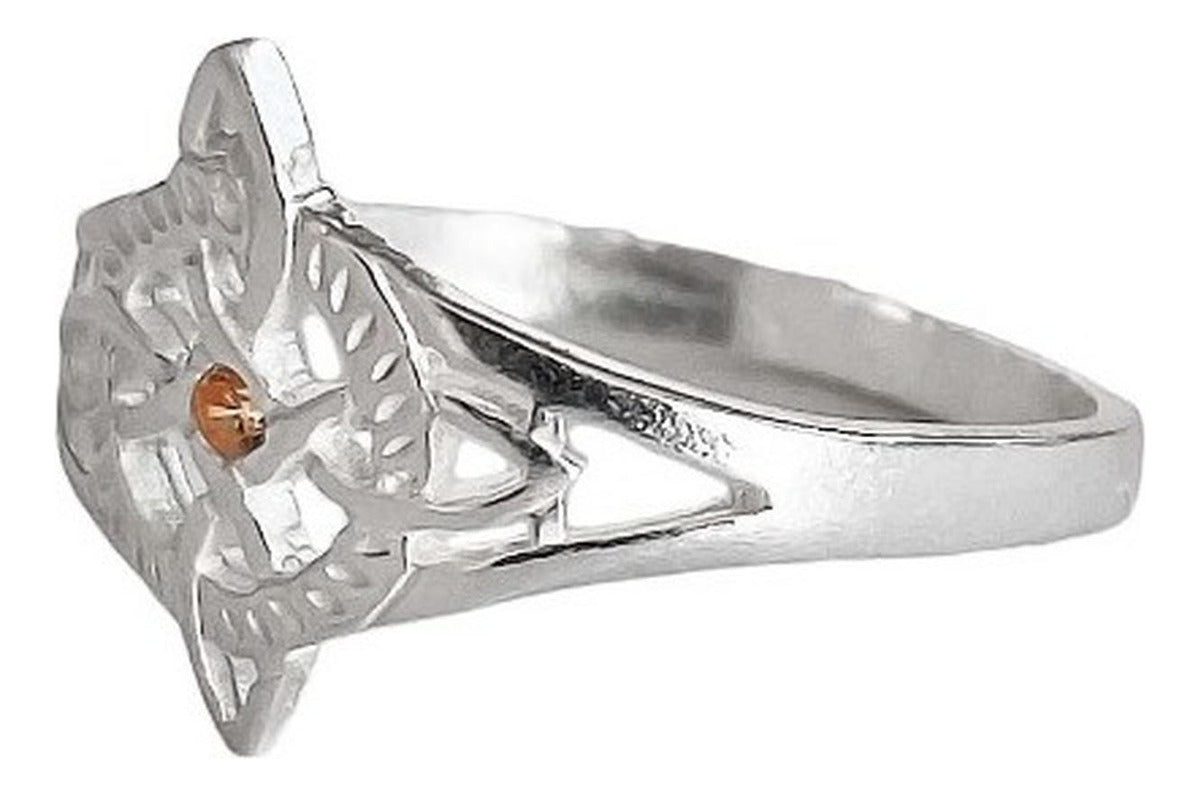 Anillo Nudo De Bruja Con Zirconia De Color Plata Solida 925
