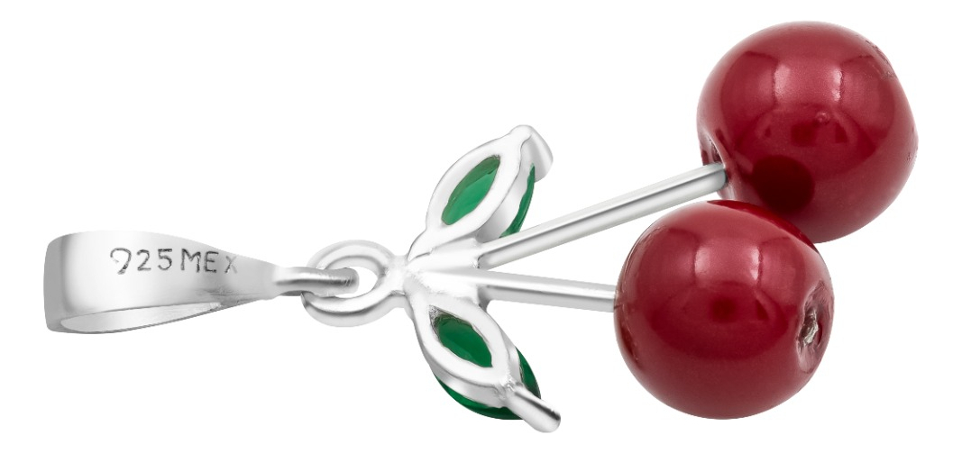 Joyaris Conjunto Dije Cadena Aretes Cereza Plata 925 Mujer Plateado