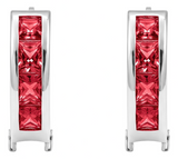 Aretes Huggies Plata 925 - Zirconia Corte Princesa - 1.4 Cm.