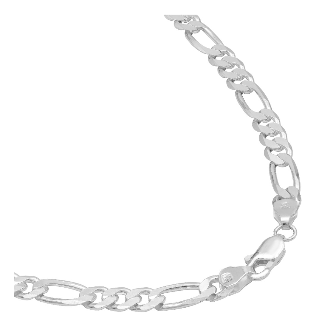 Joyaris Cadena Figaro 3x1 Plata 925 Hombre 45cm 6mm Plateado