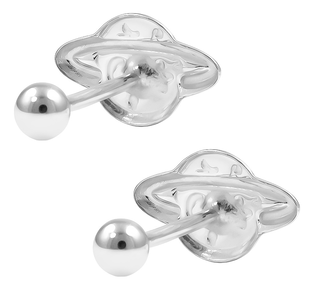 Broqueles Plata 925 Saturno Luna Estrellas Broquel De Bolita