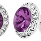 Juego Dije Aretes Plata 925 Con Cristales Zirconias 1.5 Cm Violeta