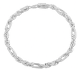 Pulsera Esclava Torzal Fígaro Plata Solida 925 Hombre 6 Mm 21 Cm Plateado