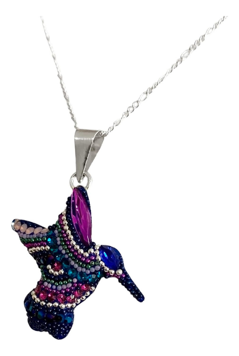 Collar Aretes Colibrí Artesanal Chico Piedras Plata Ley 925
