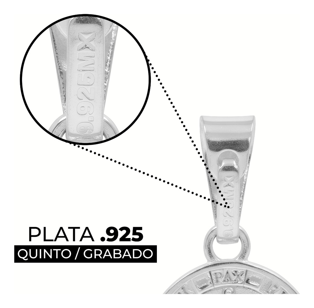 Dije Doble Vista Llave Medalla San Benito Plata 925 4.5 Cm Plateado