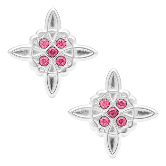 Aretes Broquel Plata 925 Nudo De Bruja Y Zirconia Amuleto