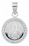 Dije Sagrado Corazón Jesús De Plata Pura 999 Zirconia 3.2 Cm Plateado