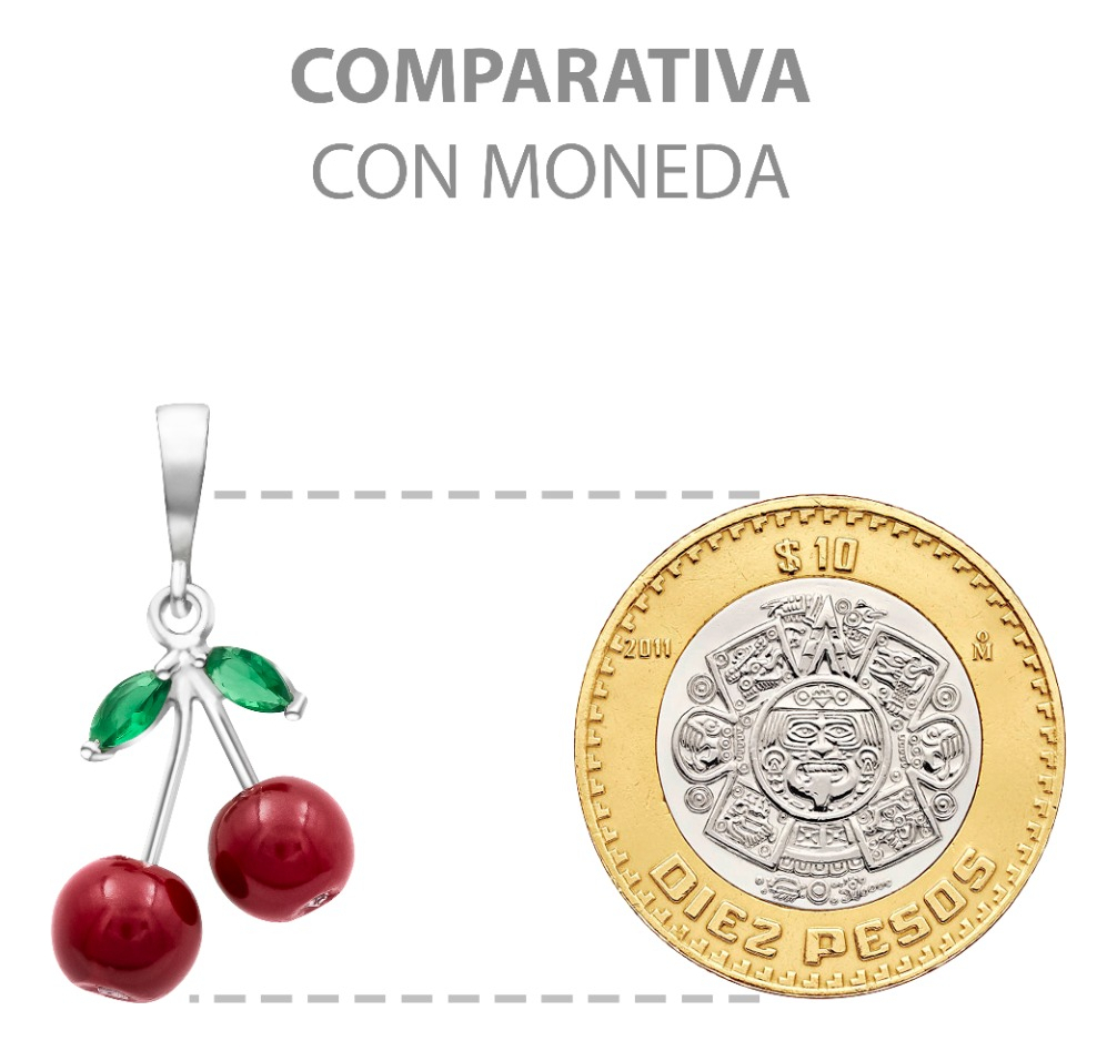 Joyaris Conjunto Dije Cadena Aretes Cereza Plata 925 Mujer Plateado