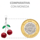 Joyaris Dije Cereza Plata 925 Mujer Rojo Verde 33mm Rojo Con Verde