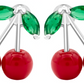 Joyaris Conjunto Dije Cadena Aretes Cereza Plata 925 Mujer Plateado