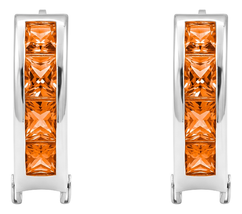 Aretes Huggies Plata 925 - Zirconia Corte Princesa - 1.4 Cm.