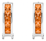 Aretes Huggies Plata 925 - Zirconia Corte Princesa - 1.4 Cm.