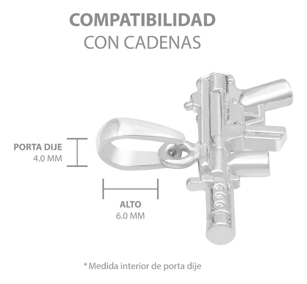 Joyaris Dije Subfusil Silenciador Plata 925 Hombre 26mm Plateado