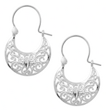 Arracadas Huggies Plata 925 Filigrana Diamantado Canasta