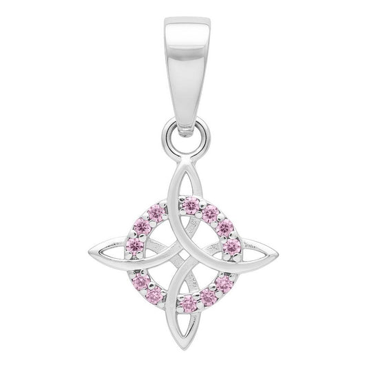 Dije Nudo De Bruja Chico Plata 925 Con Zirconia 2.5 Cm Rosa