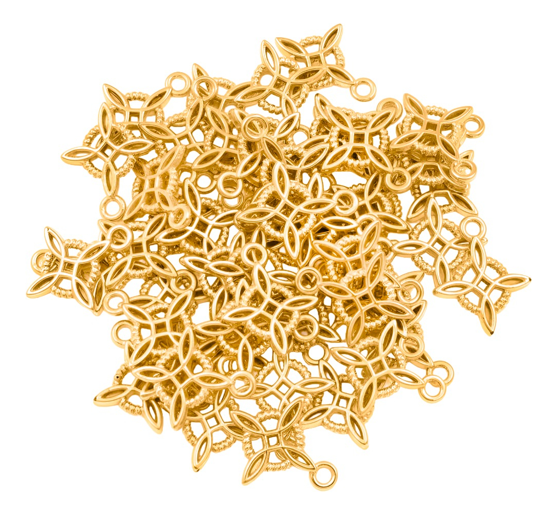 50 Pzs Dije Abalorio Colgante Nudo De Bruja Oro Laminado 18k Amarillo