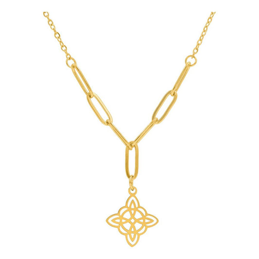 Dije Nudo De Bruja Minimalista En Chapa Oro Cadena Ajustable Amarillo