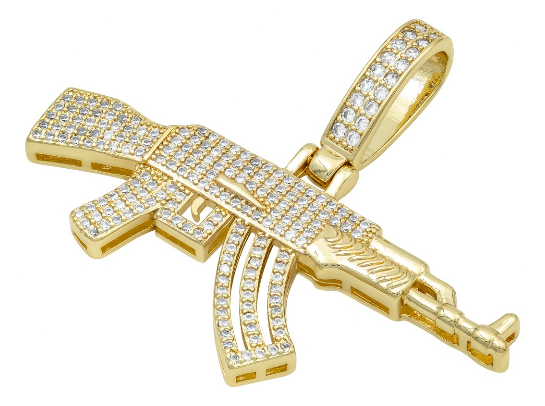 Joyaris Dije Cuerno De Chivo  Hombre Zirconias 40x51mm Dorado