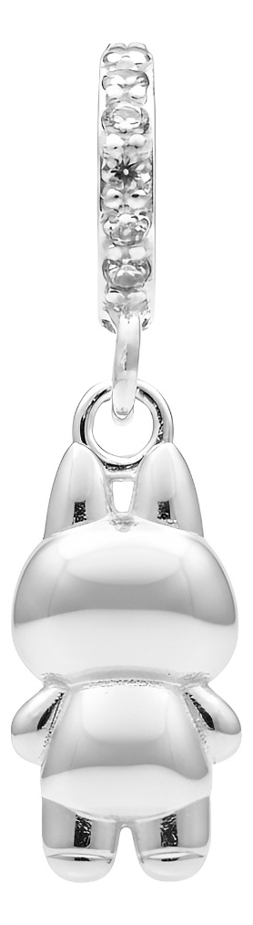 Dije Charm Osito Bubú Kawaii Con Pijama Plata 925  Zirconias Blanco