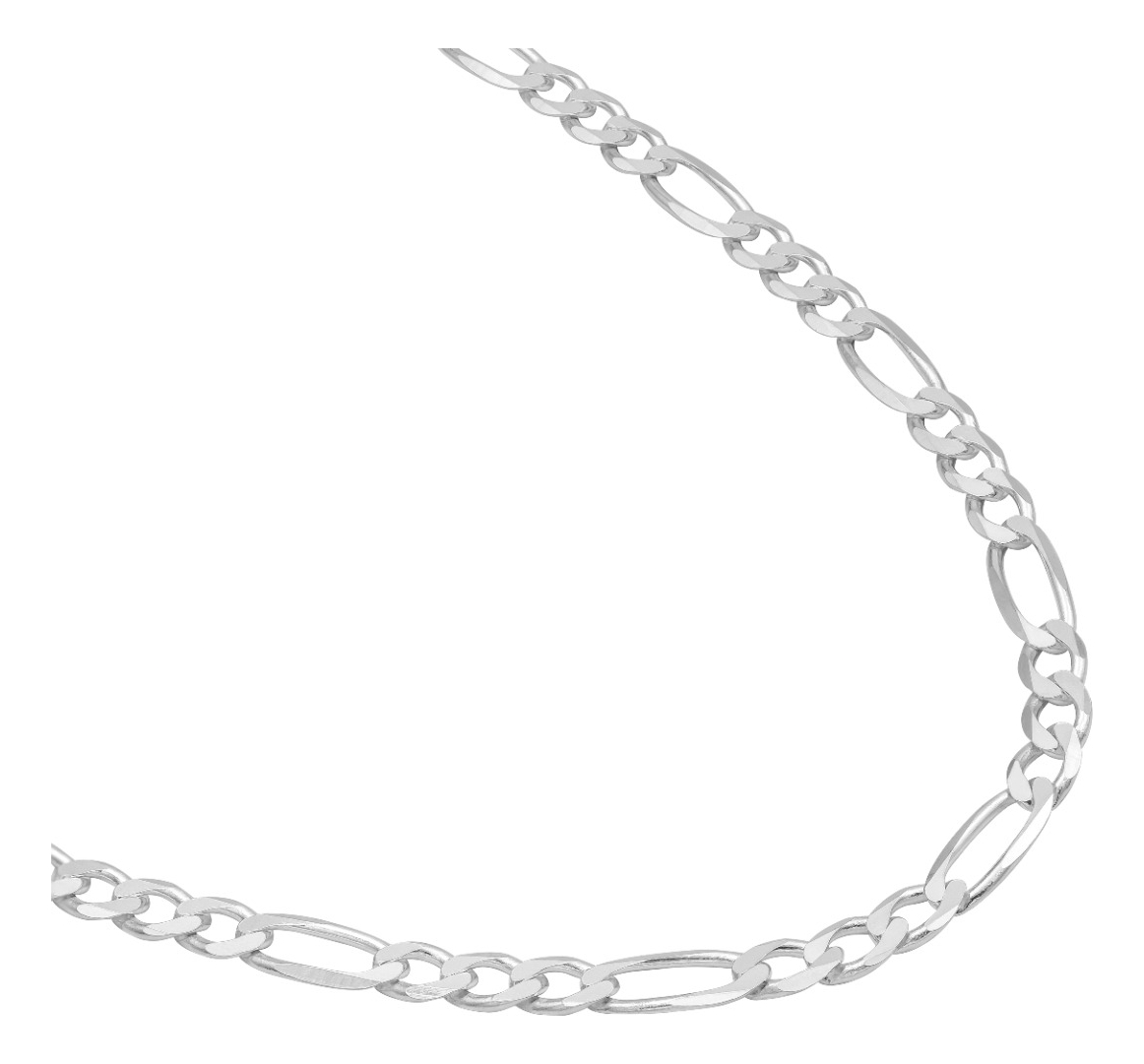 Joyaris Cadena Figaro 3x1 Plata 925 Hombre 45cm 4mm Plateado