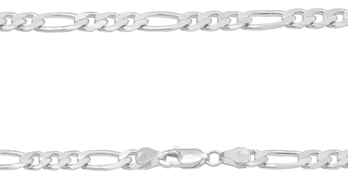 Joyaris Cadena Figaro 3x1 Plata 925 Hombre 45cm 6mm Plateado