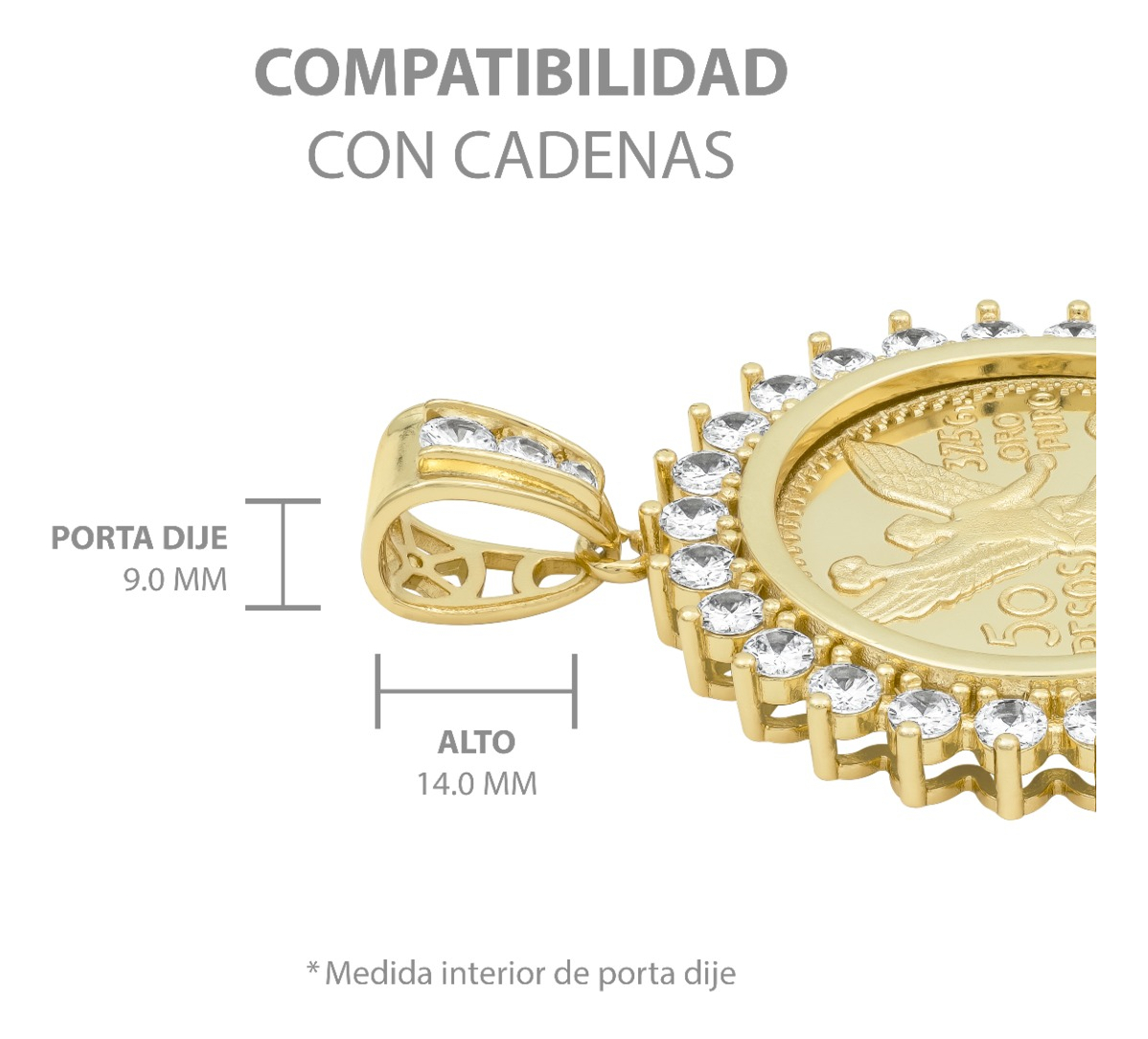 Joyaris Dije Centenario 50 Pesos  Hombre Zirconias 53mm Dorado