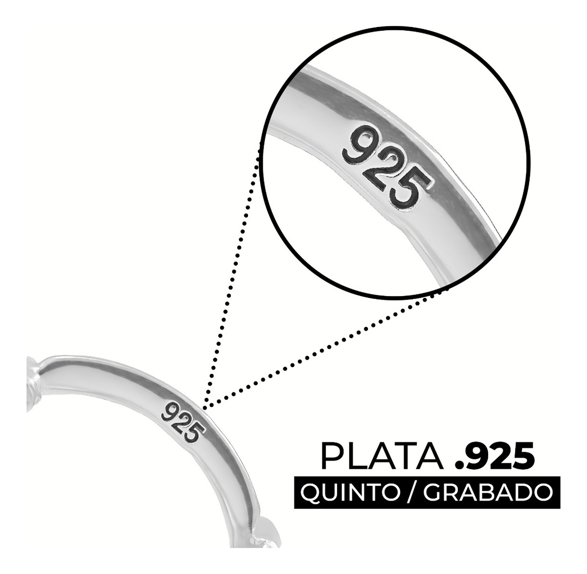 Aretes Huggies Plata 925 - Zirconia Corte Princesa - 1.4 Cm.