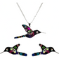 Collar Aretes Colibrí Artesanal Zirconias Plata Ley 925