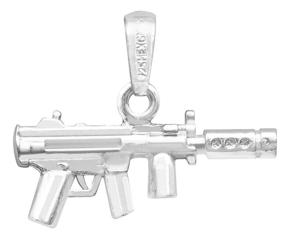 Joyaris Dije Subfusil Silenciador Plata 925 Hombre 26mm Plateado