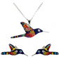 Collar Aretes Colibrí Artesanal Zirconias Plata Ley 925
