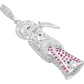 Joyaris Dije Santa Muerte 3d Grande Plata925 Hombre Zirconia Fucsia