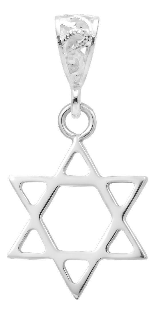Dije Estrella David Vaciada Plata 925 Hombre Mujer 3.6 Cm - Plateado