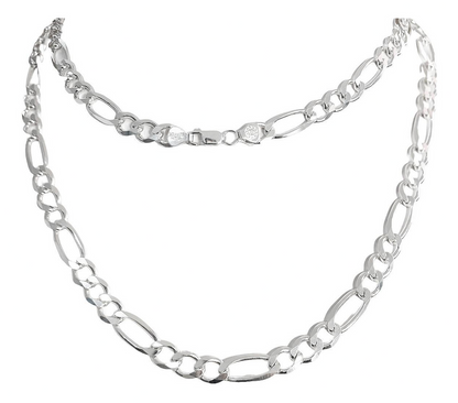 Cadena Gruesa De Plata 925 Hombre Fígaro 3x1 65 Cm X 9 Mm