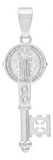 Dije Doble Vista Llave Medalla San Benito Plata 925 4.5 Cm Plateado