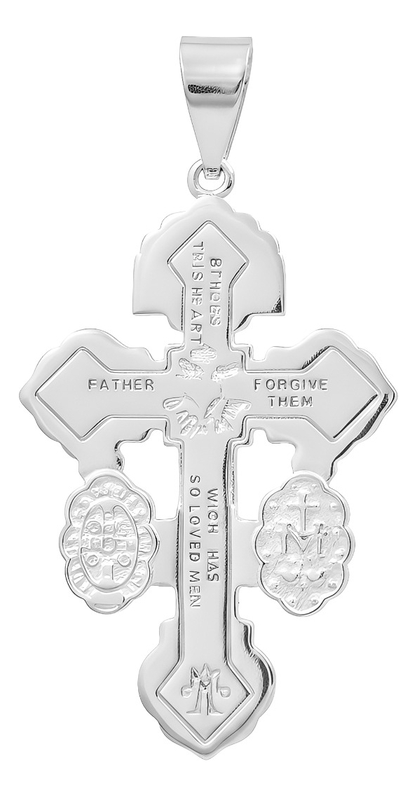 Dije Cruz Perdón Cristo San Benito Milagrosa Plata 925 3.9cm Plateado