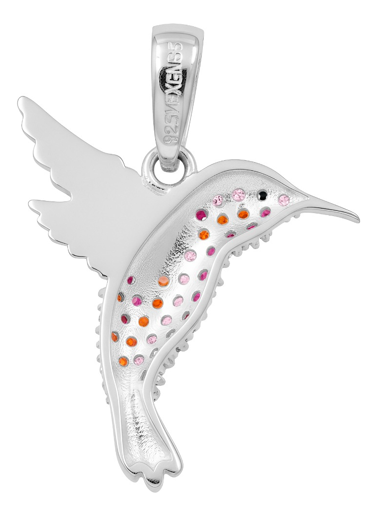 Dije Colibrí Plata 925 Zirconias Joyería Fina Regalo Mujer Fucsia Naranja Blanco