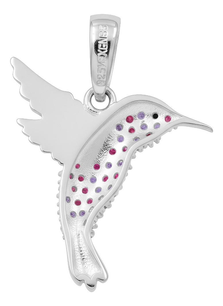 Dije Colibrí Plata 925 Zirconias Joyería Fina Regalo Mujer Lila/rosa