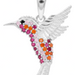 Dije Colibrí Plata 925 Zirconias Joyería Fina Regalo Mujer Fucsia Naranja Blanco
