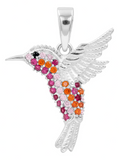 Dije Colibrí Plata 925 Zirconias Joyería Fina Regalo Mujer Fucsia Naranja Blanco