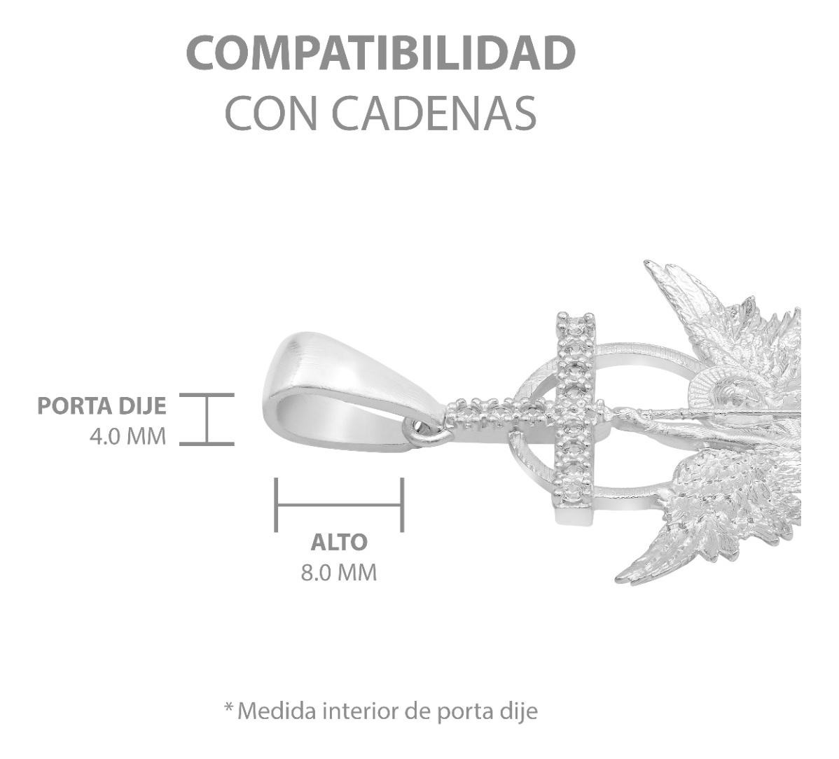 Joyaris Dije San Miguel Arcangel Plata 925 Hombre 52mm Plateado