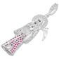 Joyaris Dije Santa Muerte 3d Grande Plata925 Hombre Zirconia Fucsia