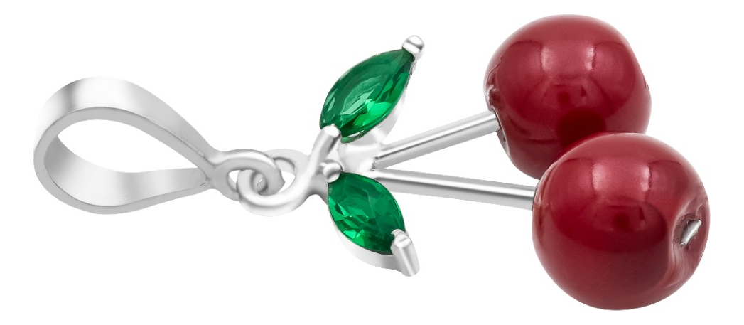 Joyaris Dije Cadena Cereza Plata 925 Mujer Rojo Verde 33mm Plateado