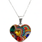 Collar Aretes Corazón Artesanal Chico Piedras Plata Ley 925