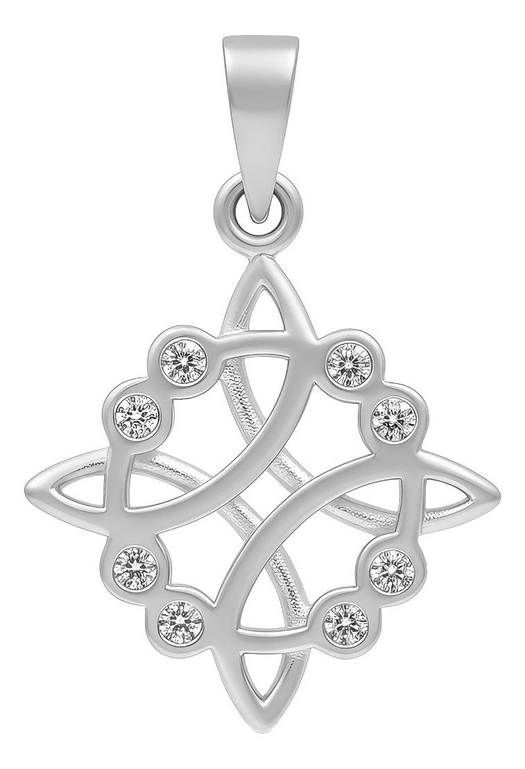 Dije Nudo Bruja Celta 8 Zirconias  Amuleto Plata 925 3.2 Cm Blanco