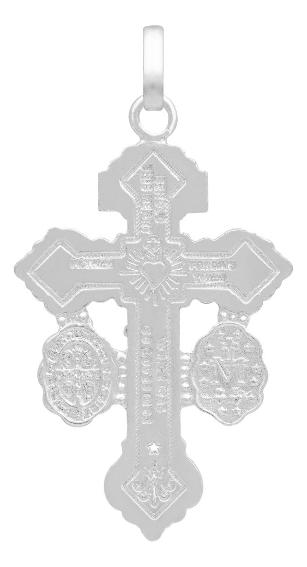 Dije Cruz Perdón Cristo San Benito Milagrosa Plata 925 5 Cm Plateado
