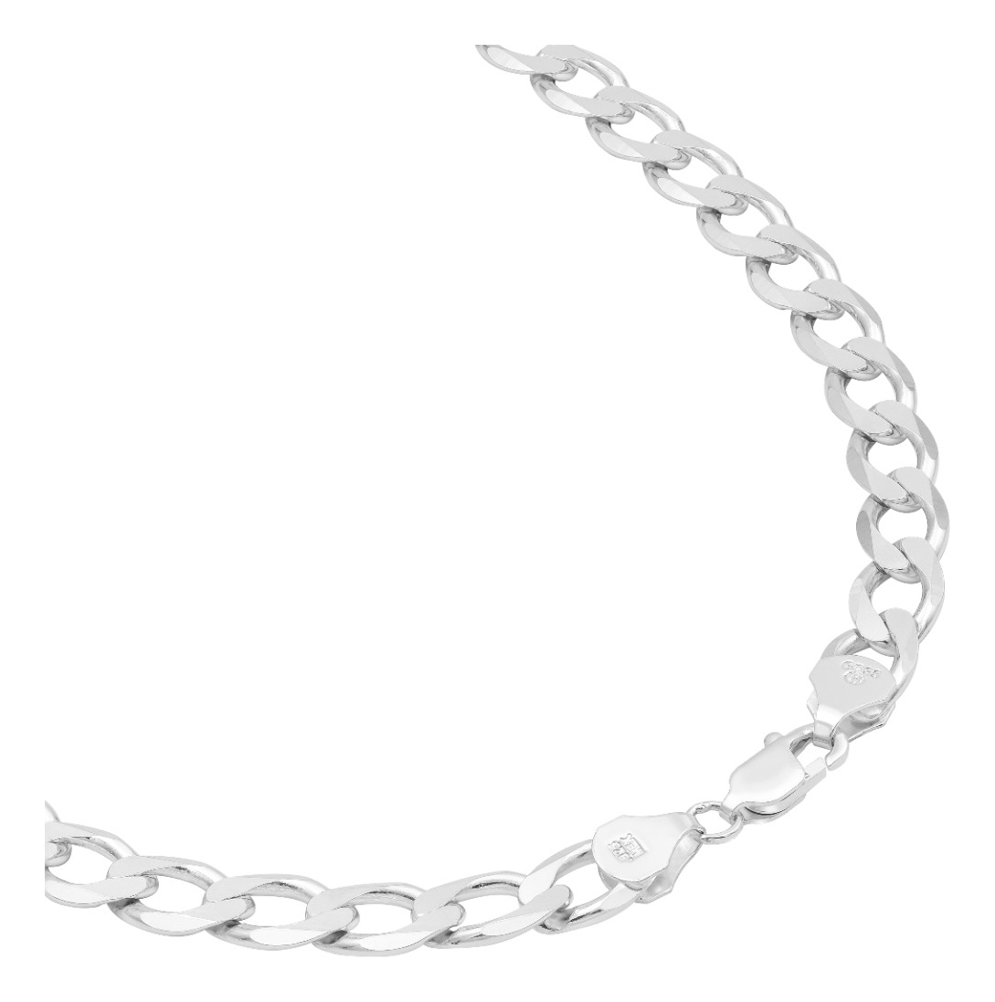 Joyaris Cadena Barbada Cubana Plata 925 Hombre 55cm 8mm Plateado