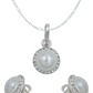 Juego Grande Cristal Dije Arete Cadena Mujer Regalo Plata925