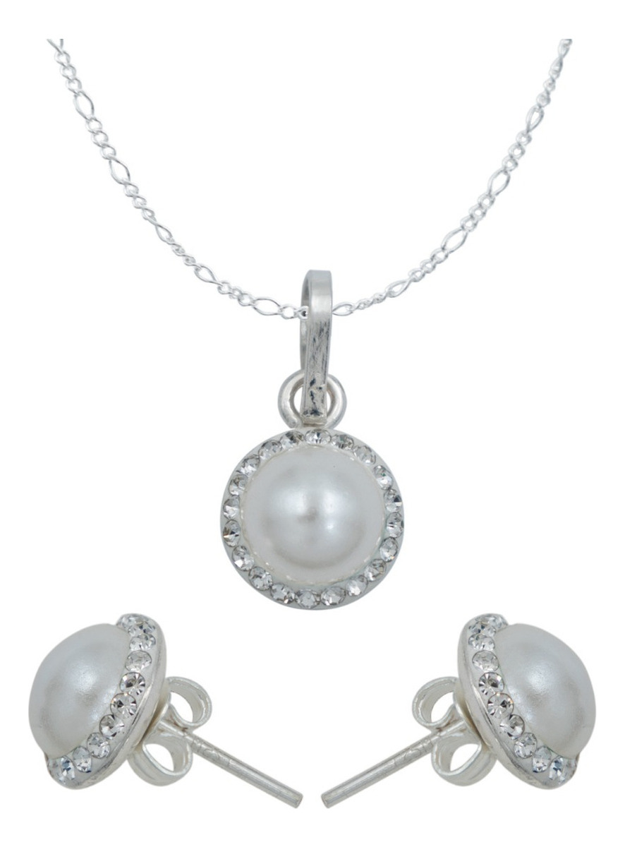 Juego De Cristal Dije Aretes Cadena Mujer Regalo Plata 925