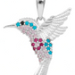 Dije Colibrí Plata 925 Zirconias Joyería Fina Regalo Mujer Rosa/celeste