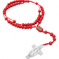 Rosario De Madera Con Cruz De La Virgen De Guadalupe Metal Rojo